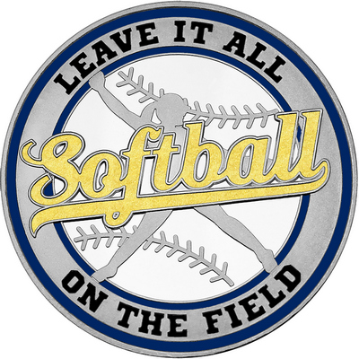Gold "Softball" with Navy Blue Outer Circular Borders